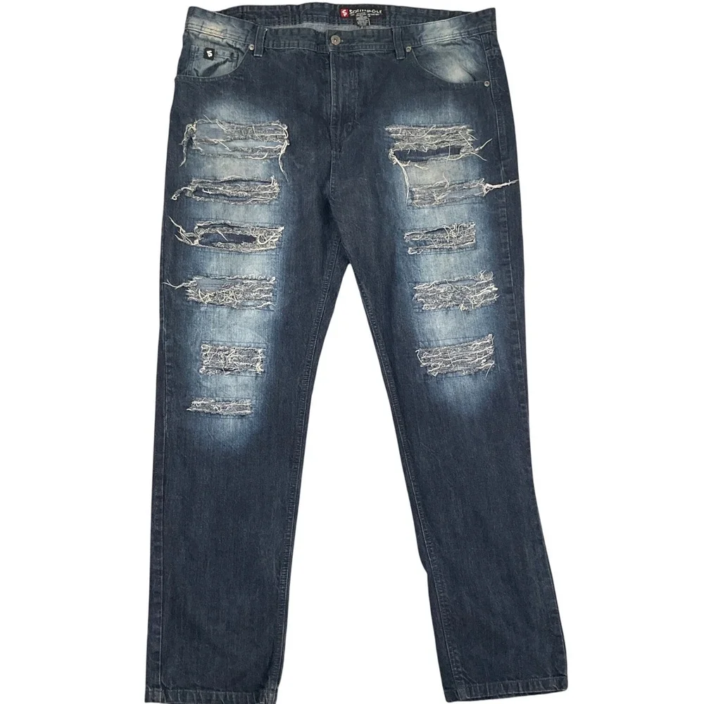 Southpole Jeans Mens 44 Blue Fade Distressed Shredded‎ Streetwear Y2K Denim
